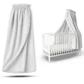 Produktbild: Betthimmel Babybett Stoff 130 cm – Weicher Musselin Baldachin ohne Ständer – Himmel Babybett & Kinderzimmer Deko in Creme oder Hellgrau – Luftiger Himmelbett Vorhang aus Musselin
