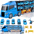Produktbild: Malplay Grosse LKW mit Fahrzeuge Blau Autos und Hubschrauber Transporter Spielzeug Transport-LKW Autotransporter für Kinder ab 3 Jahren Geschenk