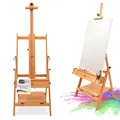Produktbild: Artina Staffelei Holz Groß für Keilrahmen bis 150 cm Napoli – Klappbare Holzstaffelei Atelierstaffelei – Künstlerstaffelei Buchenholz Malerstaffelei – Leinwandständer mit Ablage für Profi & Anfänger