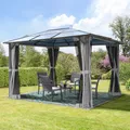 Produktbild: TOOLPORT 3x3,65m Hardtop Gartenpavillon, inkl. 4 Seitenteile, Grey - (300198)