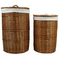 Produktbild: Lycce Wäschekorb Weide-Wäschekorb rund Wäschesammler Kleidertruhe Wäschetonne Wäschebox, mit Deckel und waschbarem Stoffeinsatz, 2 Größen 70 l | Ø 40 cm x 60 cm