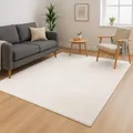 Produktbild: carpet city Waschbarer Teppich Einfarbig Kurzflor - 120x160 cm in Weiß - Weich & Soft-Touch Haptik - rutschfest & Pflegeleicht - Teppich für Wohnzimmer, Schlafzimmer & Flur