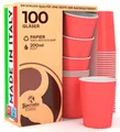 Produktbild: 100 Stk. Heiß- und Kaltgetränkebecher Rot, Pappe beschichtet, 8oz., 200 ml / Dieser hitzebeständige Premium-Pappbecher kann sowohl als Heißgetränkebecher - als auch für Kaltgetränke Verwendet Werden
