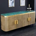 Produktbild: Design Sideboard VENEZIANO 160cm messing grün Marmorplatte Mangoholz Retro