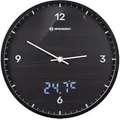 Produktbild: Bresser Wanduhr MyTime LEDsec, Kunststoff, analog, Funkuhr, Ø 24 cm, schwarz, mit Thermometer, lautlos