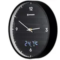 Produktbild: Bresser MyTime Wanduhr mit Funk ohne Tickgeräusche mit 24 cm großem Ziffernblatt, LED Sekundenanzeige, Innentemperatur und geräuschlosem Funkuhrwerk, schwarz