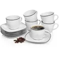 Produktbild: SÄNGER Porzellan Kaffeetassen Set Bilgola Black Rim 12 tlg