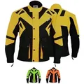 Produktbild: German Wear Motorradjacke GW300J (mit Abnehmbar & Washbar Thermofutter & Protektoren) lange Jacke aus 4 Schichten Wasserabweisend Reflektierend Neonfarben gelb 46/XS