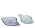Produktbild: Schale 20x11x5cm Glas in Muschel Form 1 Stück sortiert - lebensmittelecht - Servierschale Salatschale Müslischale Dekoschale - Dessertschale für Snacks Eis Obst - Maritimes Geschirr - Blau Transparent