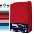 Produktbild: Buymax® Spannbettlaken 60x120cm Doppelpack 100% Baumwolle Kinderbett Spannbetttuch Baby Bettlaken Jersey, Matratzenhöhe bis 15 cm, Farbe Rot