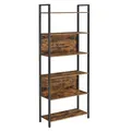 Produktbild: VASAGLE Bücherregal, Küchenregal, Standregal mit 6 offenen Regalebenen, Flur, Küche, Büro, stabiles Stahlgestell, Industrie-Design, 24 x 60 x 186 cm, vintagebraun-tintenschwarz LLS113B01