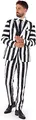 Produktbild: OppoSuits Herren Beetlejuice Premium Kostüm - 80er Jahre Halloween Outfit - Tailliertes Outfit - Schwarz Weiß - Inklusive Blazer, Hose und Krawatte