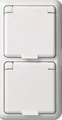 Produktbild: Elso 225414 Schutzkontakt-Steckdose 2-fach (Komplettgerät) mit Klappdeckel und Rahmen, 16 A, 250 V, IP44, Steckklemme, Fashion IP44, reinweiß glänzend