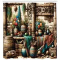 Produktbild: Abakuhaus Duschvorhang Moderner Digitaldruck mit 12 Haken auf Stoff Wasser Resistent Breite 175 cm, Höhe 200 cm, Rustikal Grunge Ethnische Vasenobjekte braun 175 cm x 200 cm