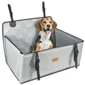 Produktbild: VEVOR Autositz Hunde 750 x 580 x 500 mm, Hundeautositz mit Stützrahmen, Haustierautositz mit ansteckbarer Sicherheitsleine, Baumwollfüllung, Rücksitz für kleine mittele Hunde bis 22 kg, Grau