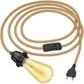 Produktbild: ledscom.de Hanfkabel LEKA mit Stecker, Schalter und E27 Fassung, inkl. E27 Lampe Vintage Retro gold extra-warmweiß 489lm