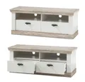 Produktbild: Lomadox Lowboard FERNA-61, Landhaus TV Fernsehtisch in Pinie dunkel Nb. und weiß Nb. 134x51x44cm