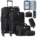 Produktbild: KESSER® Reisekoffer Set 4-teilig | Trolley Kofferset Stoffkoffer mit 3-Ziffern-TSA-Schloss, 360° Rollen & Teleskopgriff | Kosmetiktasche Handgepäck Leichter Koffer & große Koffer