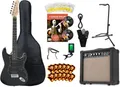 Produktbild: Rocktile E-Gitarre Pro ST60-BK All Black Super Kit, Kapodaster, Clip-Tuner und Plektren im Spar-Set, mit Gitarrenverstärker, Gitarrenständer und Gitarrengurt