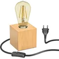 Produktbild: ledscom.de Tischlampe HITO, Holz massiv, eckig, inkl. E27 LED Retro gold max. 814lm extra-warmweiß 3-Stufen