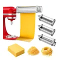 Produktbild: Nudelaufsatz für KitchenAid Küchenmaschine 3-teilig – Pasta Roller, Spaghettischneider & Fettuccineschneider – Edelstahl Aufsätze - Küchenmaschinen Zubehör für KitchenAid von MMOBIEL