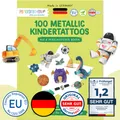 Produktbild: 100 Metallic-Tattoos für Kinder - Hautfreundliche Kindertattoos Bagger und Di...
