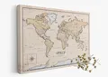 Produktbild: framed concept | Weltkarte mit Pinnnadeln | Handgefertigte Wanddekoration mit 50 goldenen Pins | Einzigartige Geschenkidee