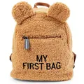 Produktbild: Childhome, Rucksack für Kinder, Baby, Schule, Kindergarten, Krippe, zwei Fächer, geeignet für Lunchbag/Flasche, abnehmbare Sicherheitsschnalle, wasserabweisend, My First Bag, Teddy beige