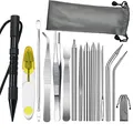 Produktbild: WANGCL Paracord-Nadel-Set, Paracord-Zubehör, mit Marlin-Spike und Verlängerungsmutter, Edelstahl-Schnürnadeln, Glättungswerkzeug, Knotter, Schwarz, 14-teilig