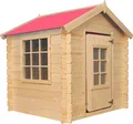 Produktbild: Timbela M570R-1 Kinderspielhaus aus Holz- Spielhaus im Freien für Kinder - 111x113xH121 cm/0.9 m2 Gartenspielhaus - Garten-Sommerhaus für Kinder (Die Dachfarbe ist rot)