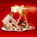 Produktbild: SIKORA P30-2 2-in-1 Holz Teelicht Weihnachtspyramide mit funktionsfähigem Räucherhaus Motiv Schlitten