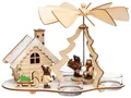 Produktbild: SIKORA Weihnachtspyramide 2-in-1 Räucherhaus Teelichtpyramide Deko Holz Pyramide - P30-2