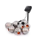 Produktbild: Esotec Solar Kugel Lichterkette Alma, 2 Meter, silber gebürtstet eisblau, 8 LEDs warmweiß, Akku, Solarmodul, Erdspieß, mediterran, Laternen Dekolichterkette, Kunststoff, außen, wetterfest, 102806