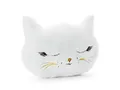 Produktbild: partydeco Dekokissen, Dekokissen Katze 42x32cm Plüsch weiß