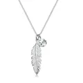 Produktbild: Elli Kette mit Anhänger Feder Boho Schmuck Geschenk mit Kristallen von Swarovski®925 Silber, Boho silberfarben 45