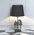 Produktbild: Formano Antik-silberfarbene Papageienlampe mit schwarzem Stoffschirm - 42cm Deko