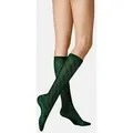 Produktbild: KUNERT Feinkniestrümpfe Diagonal Crochet (1-Paar) Kniestrümpfe mit diagonalem Häkelmuster grün 35-38