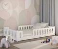 Produktbild: CADANI Monte 2in1 Bodenbett 120x200 cm Montessori Kinderbett weiß, Rausfallschutz abnehmbar, 41 kg schwer, bis 200 kg belastbar, extra starker Roll-Lattenrost, umbaubar