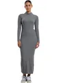 Produktbild: Urban Classics Ladies Rib Longlseeve Mockneck Dress darkgreymelange, L