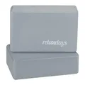 Produktbild: Relaxdays Yogablock 2er Set, Klötze für Übungen, Hartschaum, Rutschfest, Würfel HBT: 8x23x15 cm, Grau