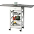 Produktbild: KESPER Küchenwagen weiß mit ausklappbarer Arbeitsfläche – – 4 Rollen (2 feststellbar) – 45–97 x 37 x 75,5 cm – Modell 2581613 - Weiß/Grau