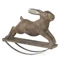 Produktbild: Rustikale Dekofigur Hase auf Wippe aus Resin Vintage Osterdeko Höhe 20 cm
