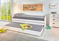Produktbild: Kinderbett Jugendbett LOTAR Kiefer weiß lackiert mit Klappfunktion