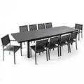 Produktbild: Oviala Gartenset, Grau, Metall, 1 Tisch und 10 Gartenstühle, 12-Sitzer, Rechteckig,rechteckig, Gartenmöbel, Gartenmöbel-Sets