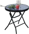 Produktbild: Klappbar Rund Beistelltisch Glas aus Metall Gartentisch Tisch (46T x 46B x 48H)