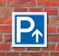 Produktbild: Schild Parkplatz Pfeil geradeaus Hinweisschild Parkplatzschild 200 x 200mm