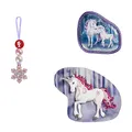 Produktbild: Step by Step Magic MAGS „Ice Unicorn Nuala“, 3-teilig, 2 Magnet-Applikationen und 1 Anhänger, Ergänzung für Schulranzen oder Vorschulrucksack, grau-rosa-weiß