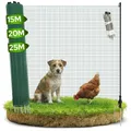 Produktbild: Arebos Mobiler Begrenzungszaun 15 m | Flexibler Gartenzaun 90 cm hoch | Absperrnetz mit 9 Pfosten | für Hunde, Hühner & Kleintiere | Wetterfest & mobil