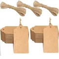 Produktbild: G2PLUS 200Stk Geschenkanhänger Braun: 5x10cm Kraftpapier Etiketten Anhänger mit Juteschnur, 300g/m² Papieranhänger für Geschenkverpackungen, DIY Basteln und Kunsthandwerk