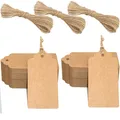 Produktbild: 200Stk Geschenkanhänger Braun 5x10cm Kraftpapier Etiketten Anhänger mit Jutes...